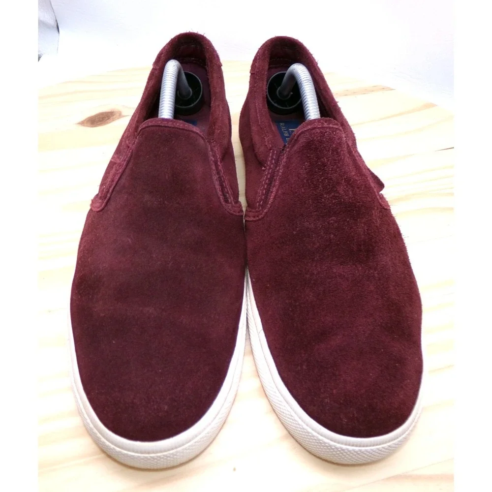 Polo Ralph Lauren Vaughn Slip II Shoes Mens 10.5 D Burgundy Suede Sneakers